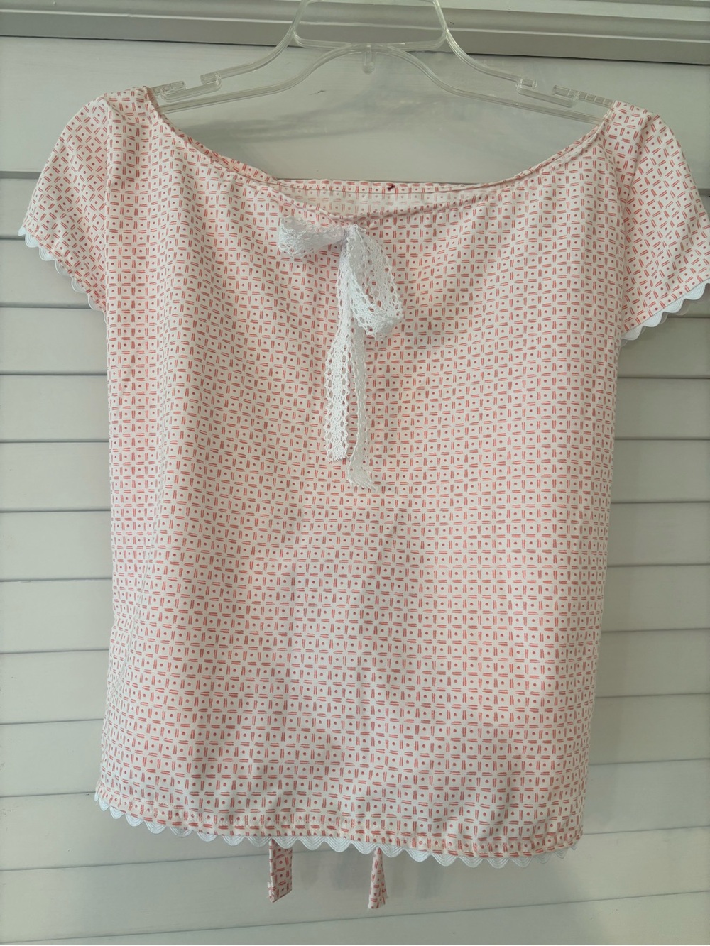 Handmade Pink & White Tie Front Blouse